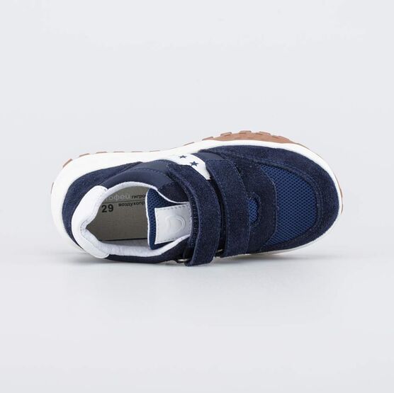 644455-14 Кроссовки на липучках Три звезды для мальчики синий фото №4