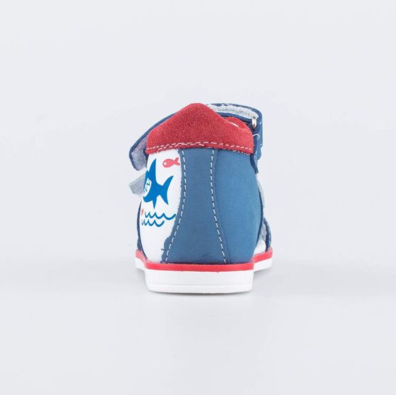 022138-23 Сандалии кожаные для мальчика для мальчики син-бел-кра фото №5