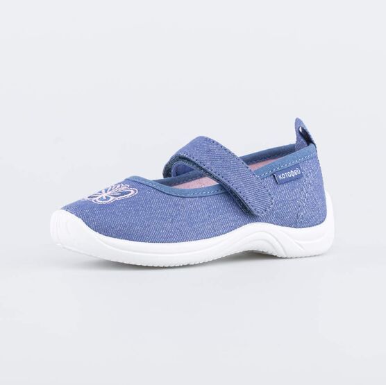 231209-12 Текстильные туфли Бабочка для девочки голубой