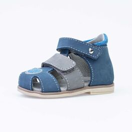022121-21 Сандалии из натурального нубука для мальчика для мальчики син-сер