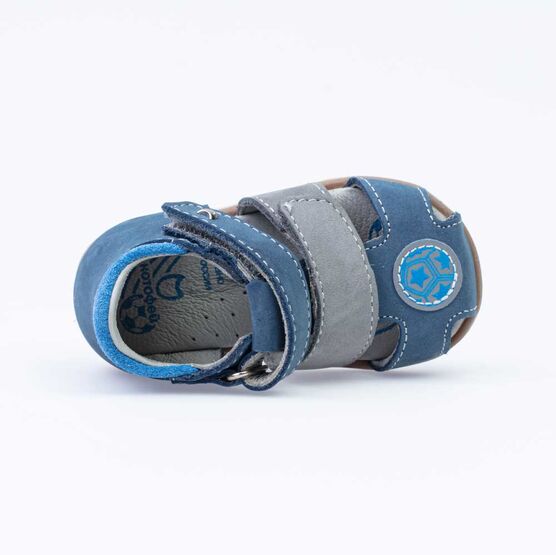 022121-21 Сандалии из натурального нубука для мальчика для мальчики син-сер фото №4