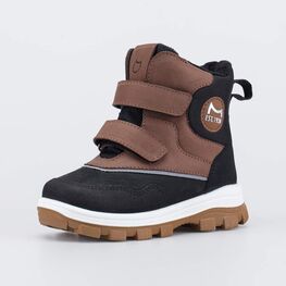 154021-51 Зимние ботинки для мальчика для мальчики коричневый + черный