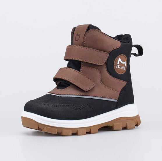 154021-51 Зимние ботинки для мальчика для мальчики коричневый + черный