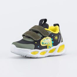 144268-71 Кроссовки с LED и Softshell Дино для мальчики черный + оливковый