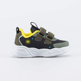 144268-71 Кроссовки с LED и Softshell Дино для мальчики черный + оливковый фото №2