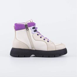 552314-21 Кожаные демисезонные ботинки для девочки бежевый фото №2