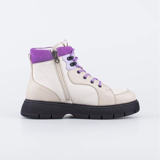 552314-21 Кожаные демисезонные ботинки для девочки бежевый фото №2