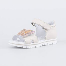 322185-22 Кожаные босоножки для девочки Бабочка для девочки бежевый