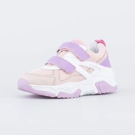 344441-15 Кожаные кроссовки с липучками для девочки роз-сир