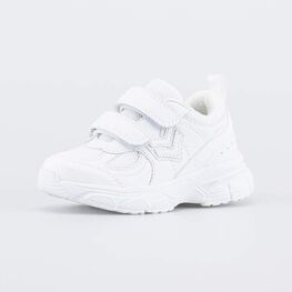 644448-11 Белые кроссовки на липучках для девочки белый