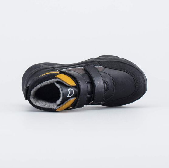 352390-32 Кожаные ботинки утепленные черный для мальчики черный + горчичный фото №4