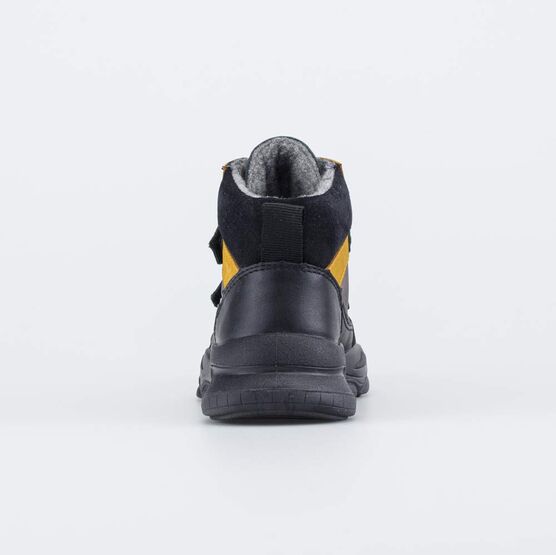 352390-32 Кожаные ботинки утепленные черный для мальчики черный + горчичный фото №5