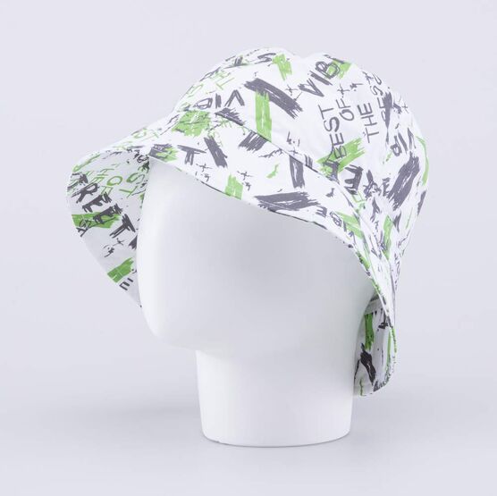 07710024-40 Панама хлопковая для мальчика белый-зеленый для мальчики белый + зеленый фото №2