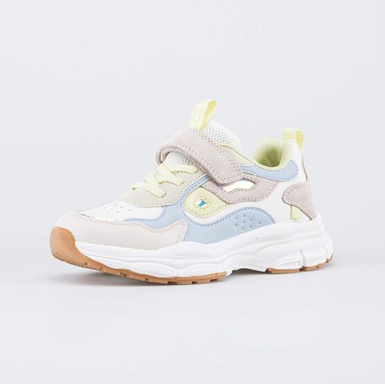 644490-12 Детские кроссовки для девочки для девочки бежевый,голубой,желтый