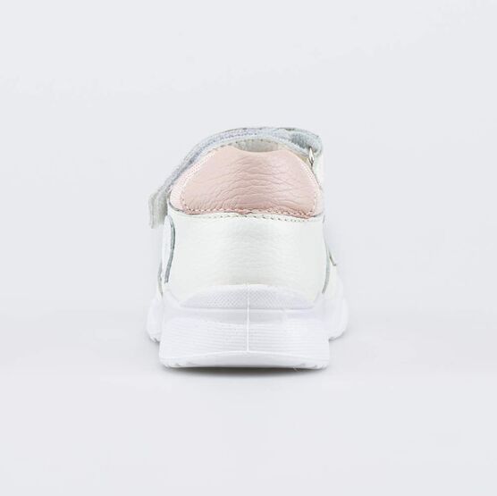 222092-23 Детские кожаные сандалии 1936 для девочки белый + розовый фото №5