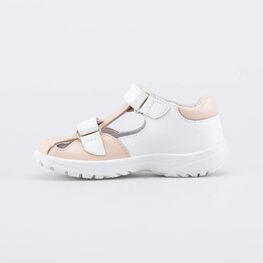 322120-26 Кожаные сандалии Пломбир для девочки белый + розовый фото №2