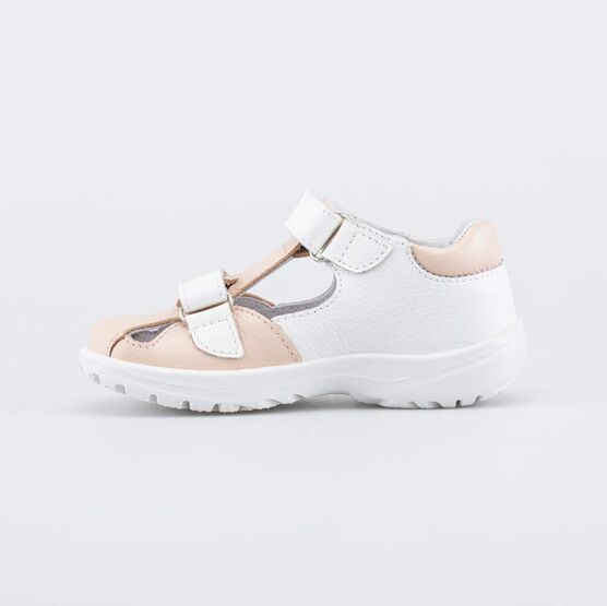 322120-26 Кожаные сандалии Пломбир для девочки белый + розовый фото №2