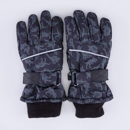 07722254-40 Черные перчатки на зиму для мальчика для мальчики черный + серый