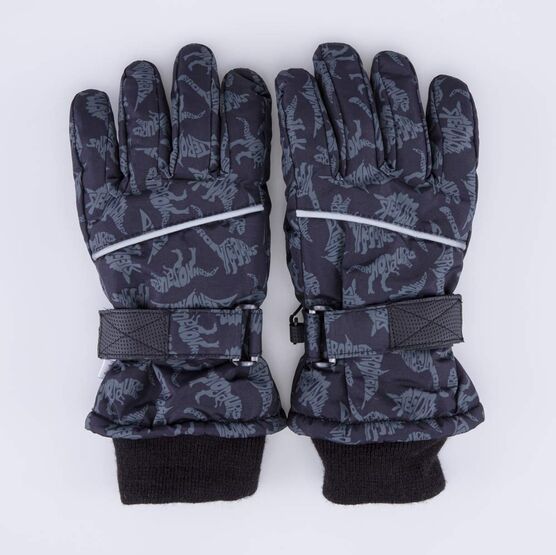 07722254-40 Черные перчатки на зиму для мальчика для мальчики черный + серый