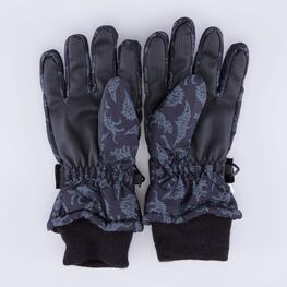 07722254-40 Черные перчатки на зиму для мальчика для мальчики черный + серый фото №2