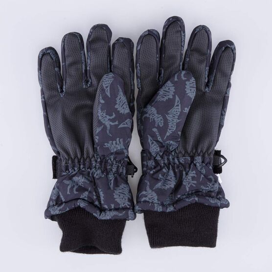 07722254-40 Черные перчатки на зиму для мальчика для мальчики черный + серый фото №2