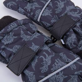 07722254-40 Черные перчатки на зиму для мальчика для мальчики черный + серый фото №3