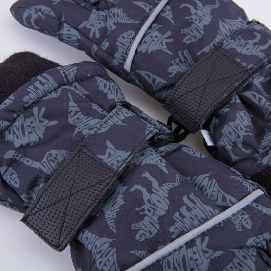 07722254-40 Черные перчатки на зиму для мальчика для мальчики черный + серый фото №3