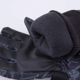 07722254-40 Черные перчатки на зиму для мальчика для мальчики черный + серый фото №4