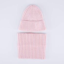 07804008-41 Зимний шерстяной комплект шапка + снуд для девочки для девочки розовый