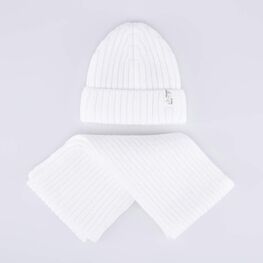 07804009-41 Зимний шерстяной комплект шапка + шарф для девочки для девочки св.бежевый