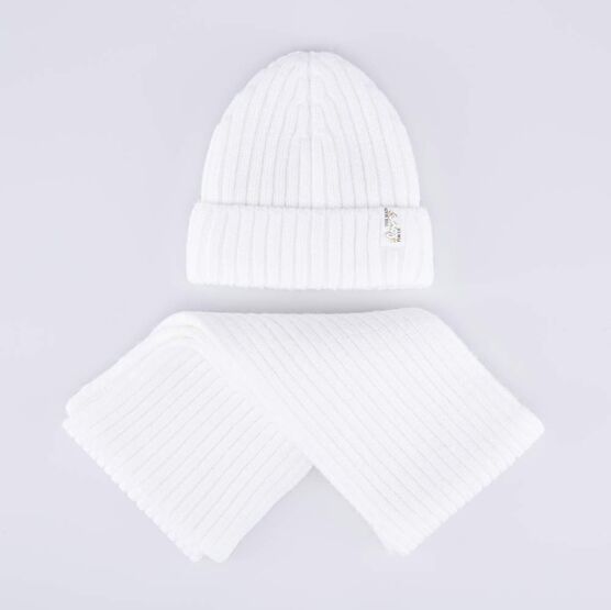 07804009-41 Зимний шерстяной комплект шапка + шарф для девочки для девочки св.бежевый