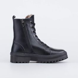 752226-52 Черные зимние ботинки на меху для девочки черный фото №2