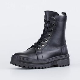 752226-52 Черные зимние ботинки на меху для девочки черный