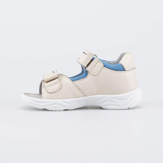 122240-22 Кожаные сандалии на липучках для мальчика для мальчики бежевый + синий фото №2