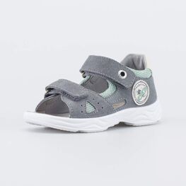 122242-21 Кожаные сандалии на липучках Серый дым для мальчики серый