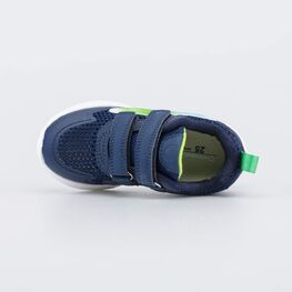 144283-12 Светящиеся кроссовки сеточкой для мальчики син-сал фото №3