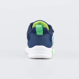 144283-12 Светящиеся кроссовки сеточкой для мальчики син-сал фото №4