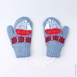 07721082-00 Варежки детские двухслойные джинс для универсальные джинс фото №2