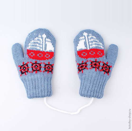 07721082-00 Варежки детские двухслойные джинс для универсальные джинс фото №2