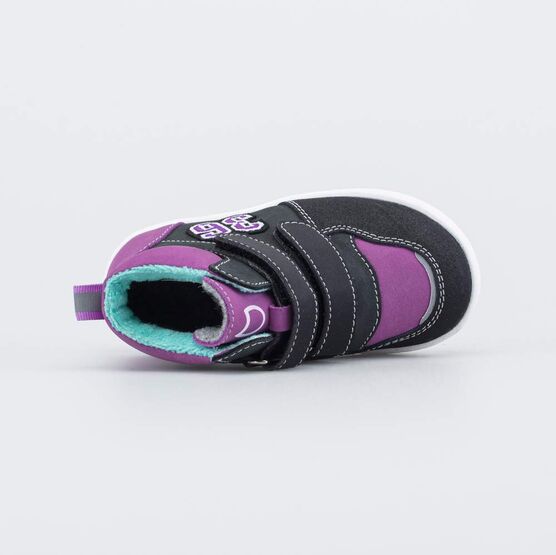 152369-32 Утепленные ботинки для девочки для девочки черный + фиолетовый фото №4