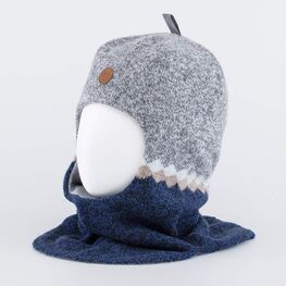 07711373-40 Трехслойная шапка-шлем для мальчика с мембраной и кашемиром для мальчики серый