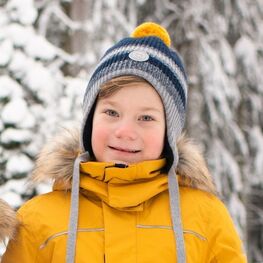 07711390-41 Зимняя шапка на завязках для мальчика для мальчики серый фото №2