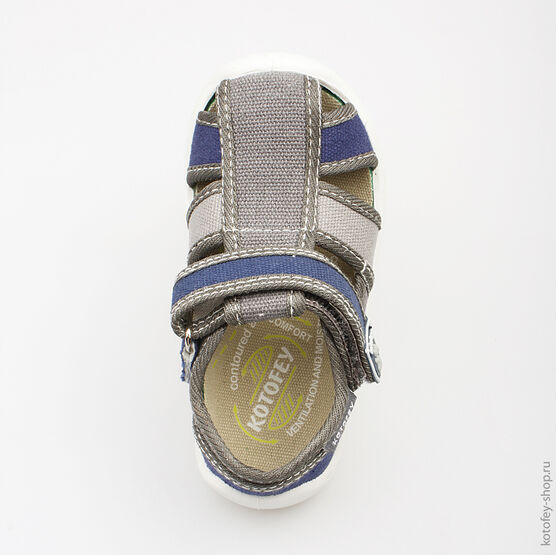 121017-12 Сандалии текстильные для мальчики сер-син фото №4