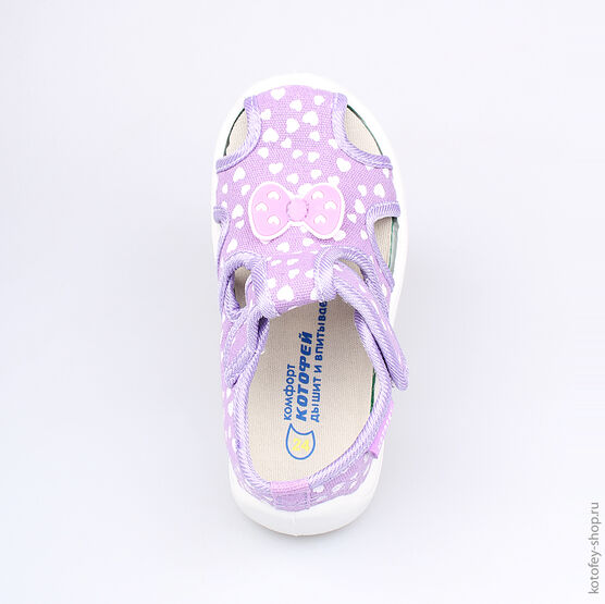 121022-11 Босоножки текстильные для девочки сиреневый фото №4