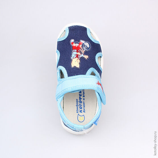 121030-11 Сандалии текстильные для мальчики светло-синий фото №4