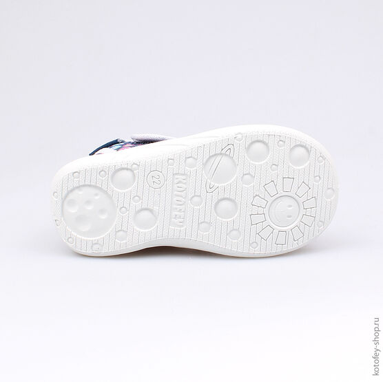 121034-12 Босоножки текстильные для девочки син-бел фото №3