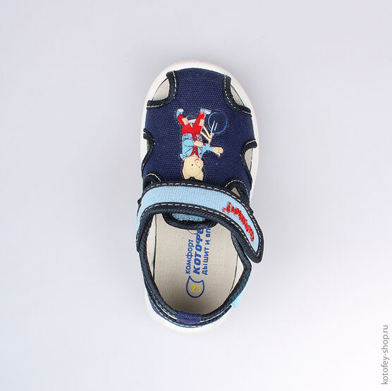 121038-13 Сандалии текстильные для мальчики син-гол фото №4