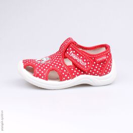 121039-13 Босоножки текстильные для девочки красный