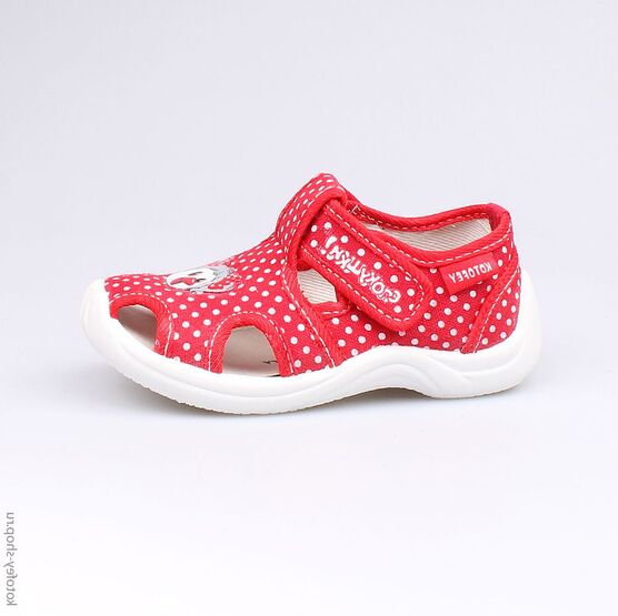 121039-13 Босоножки текстильные для девочки красный