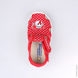 121039-13 Босоножки текстильные для девочки красный фото №4
